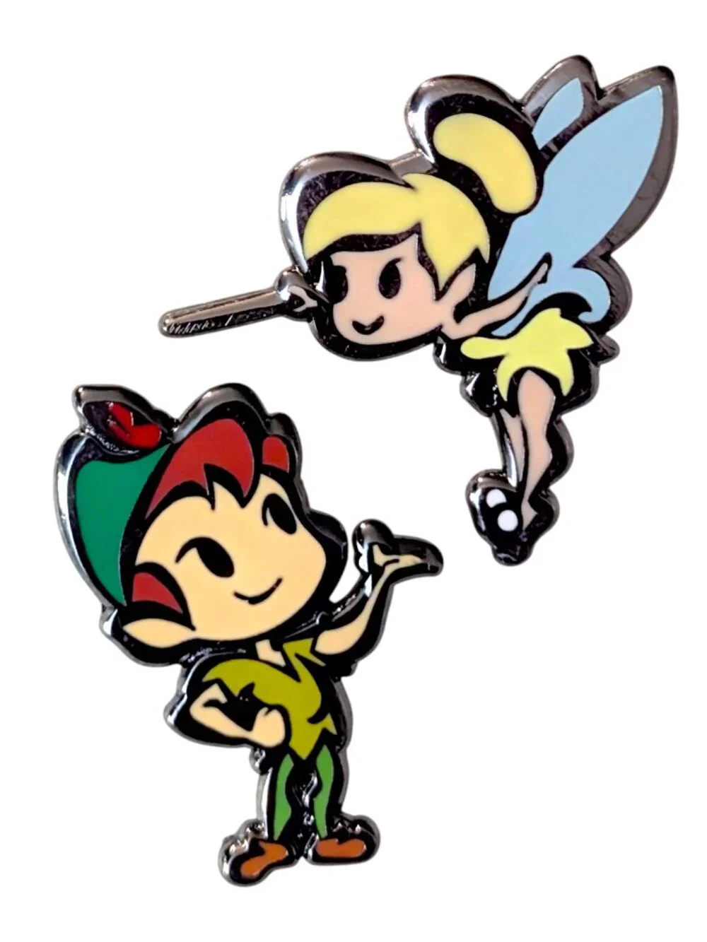 Peter Pan Disney Pins: Cutie Tinker Bell and Stylized Peter